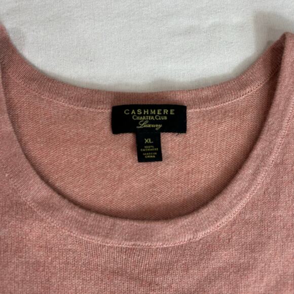 Charter Club Cashmere Women's XL Cold-Shoulder Long Sleeve Sweater Pink - Picture 2 of 8